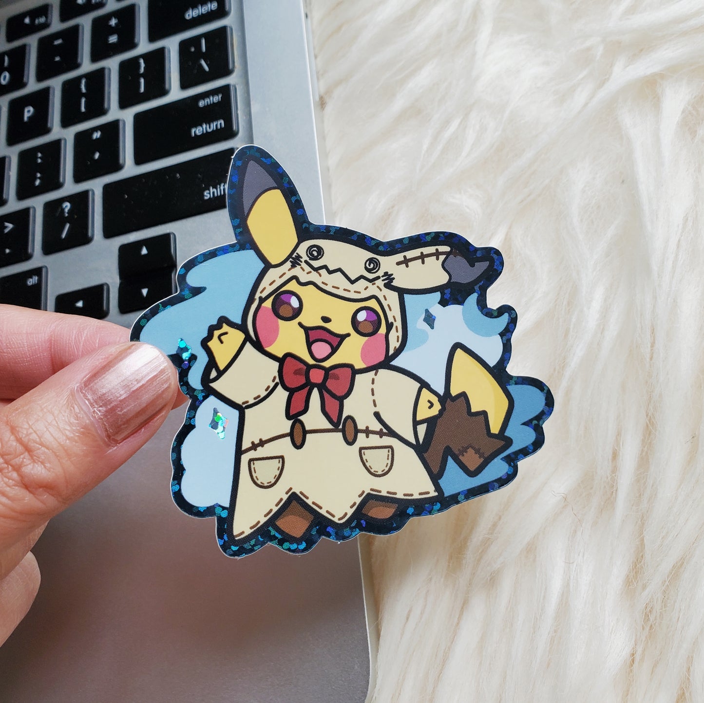 Pika in Mimikyu Halloween Outfit Sticker | Ghost Sticker