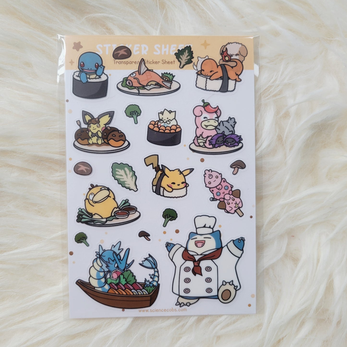 Snorlax Sticker Sheet | Cute Sushi Stickers | Japanese Anime | Cute Anime Stickers