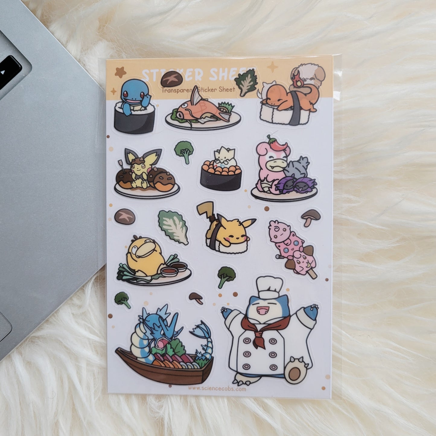 Snorlax Sticker Sheet | Cute Sushi Stickers | Japanese Anime | Cute Anime Stickers