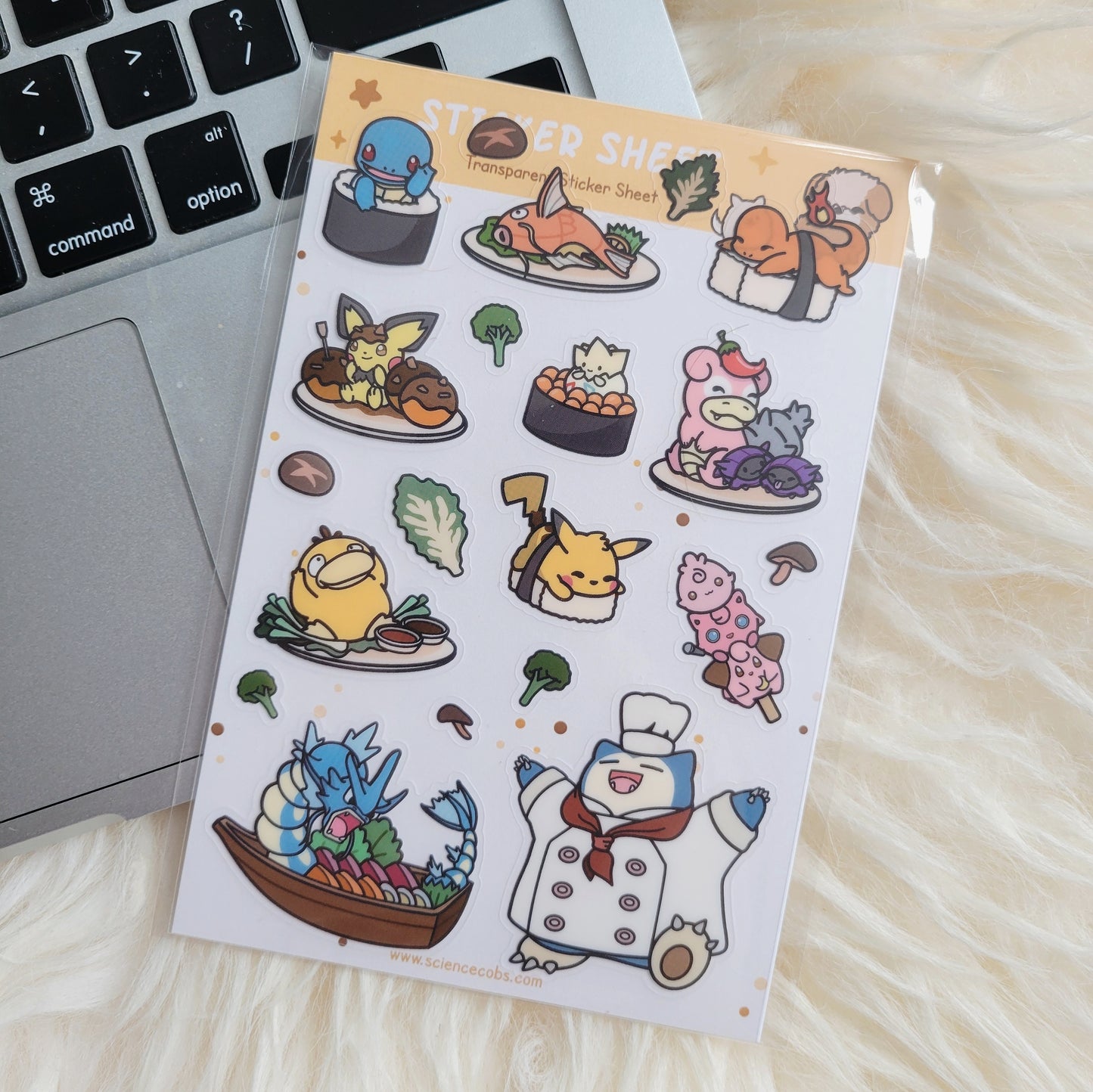 Snorlax Sticker Sheet | Cute Sushi Stickers | Japanese Anime | Cute Anime Stickers