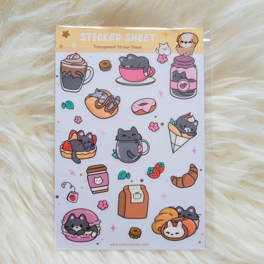 Cat Sticker Sheet | Cute dessert Stickers | Cats and Coffee Sticker Sheets