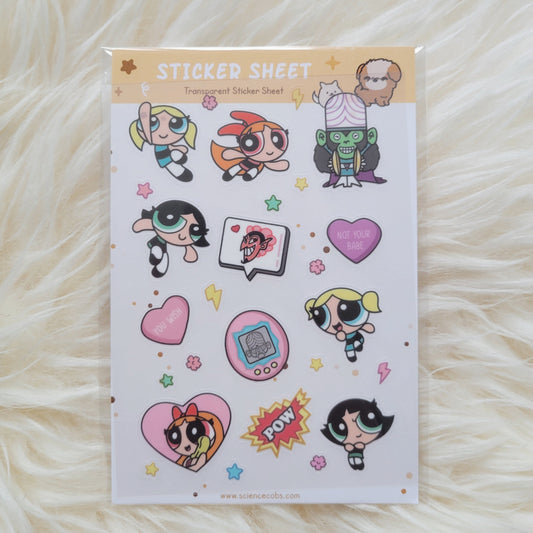 Girls Sticker Sheet | Cartoon Sticker Sheet | Cute Anime Stickers | Journal Scrapbook Sticker