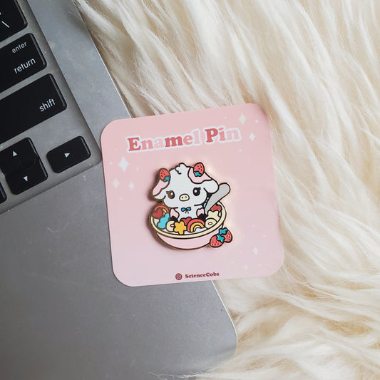 Cow Cereal Pin | Cute Animal Breakfast Enamel Pin