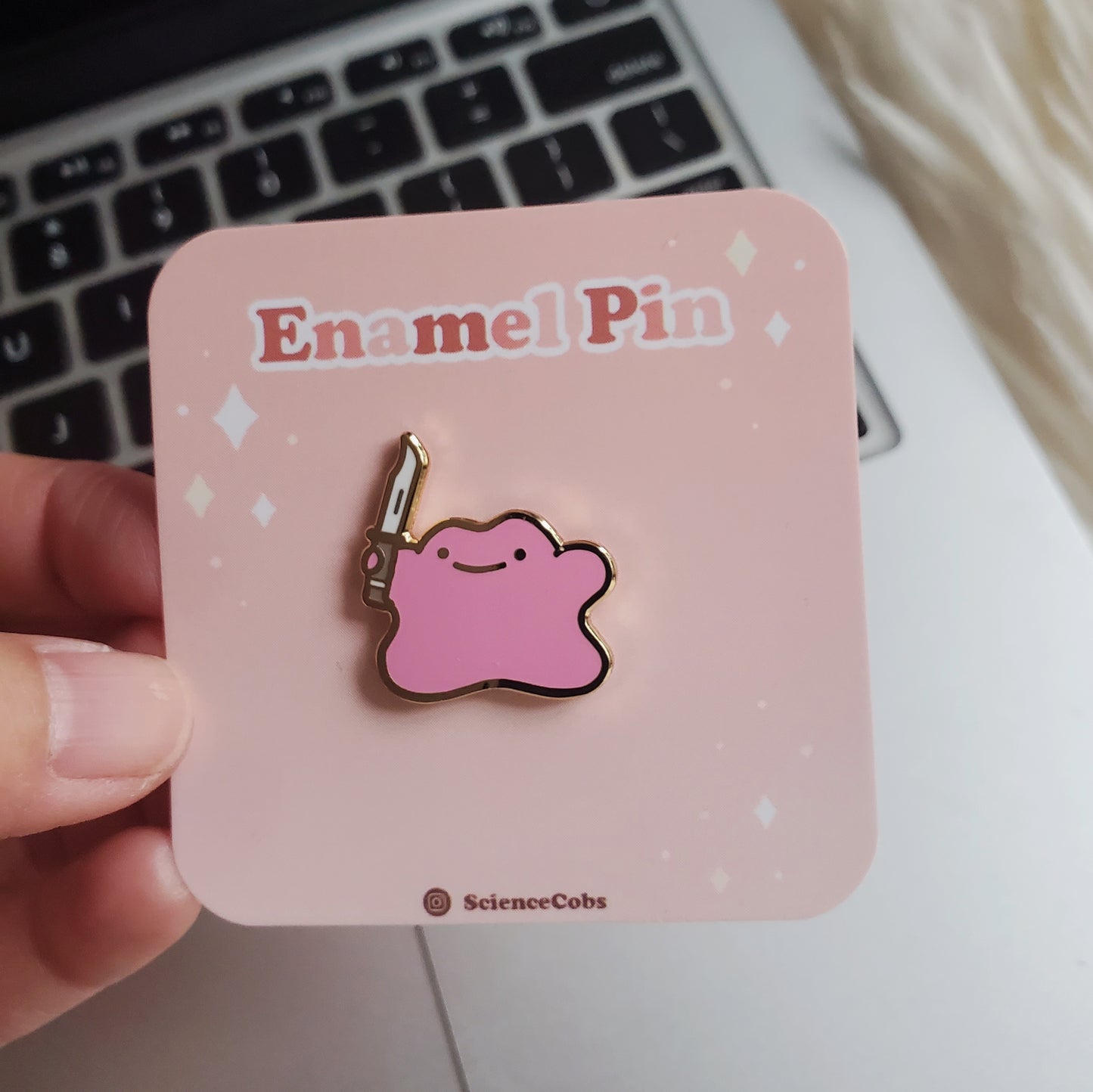 Ditto with Knife Pin | Cute Anime Enamel Pin