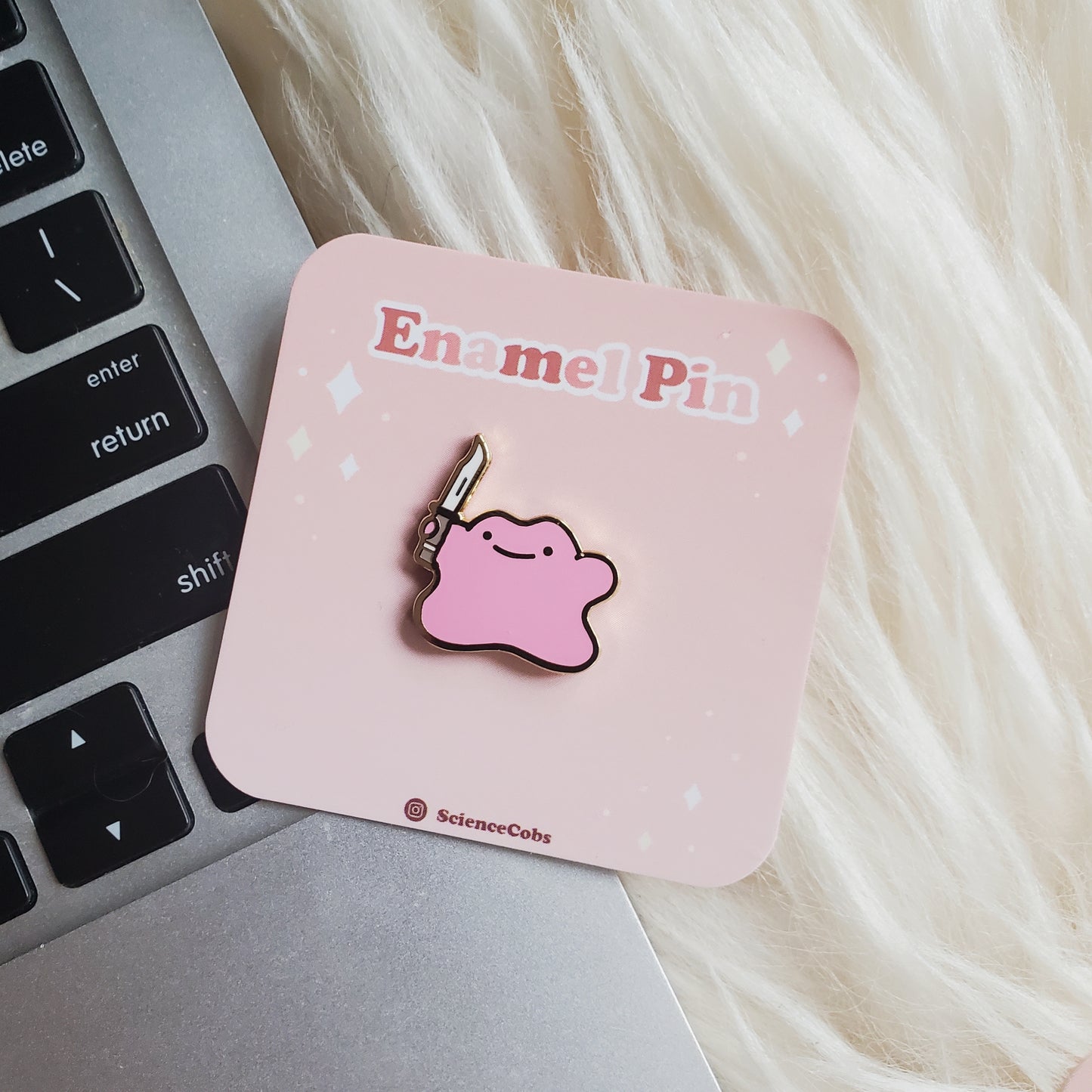 Ditto with Knife Pin | Cute Anime Enamel Pin