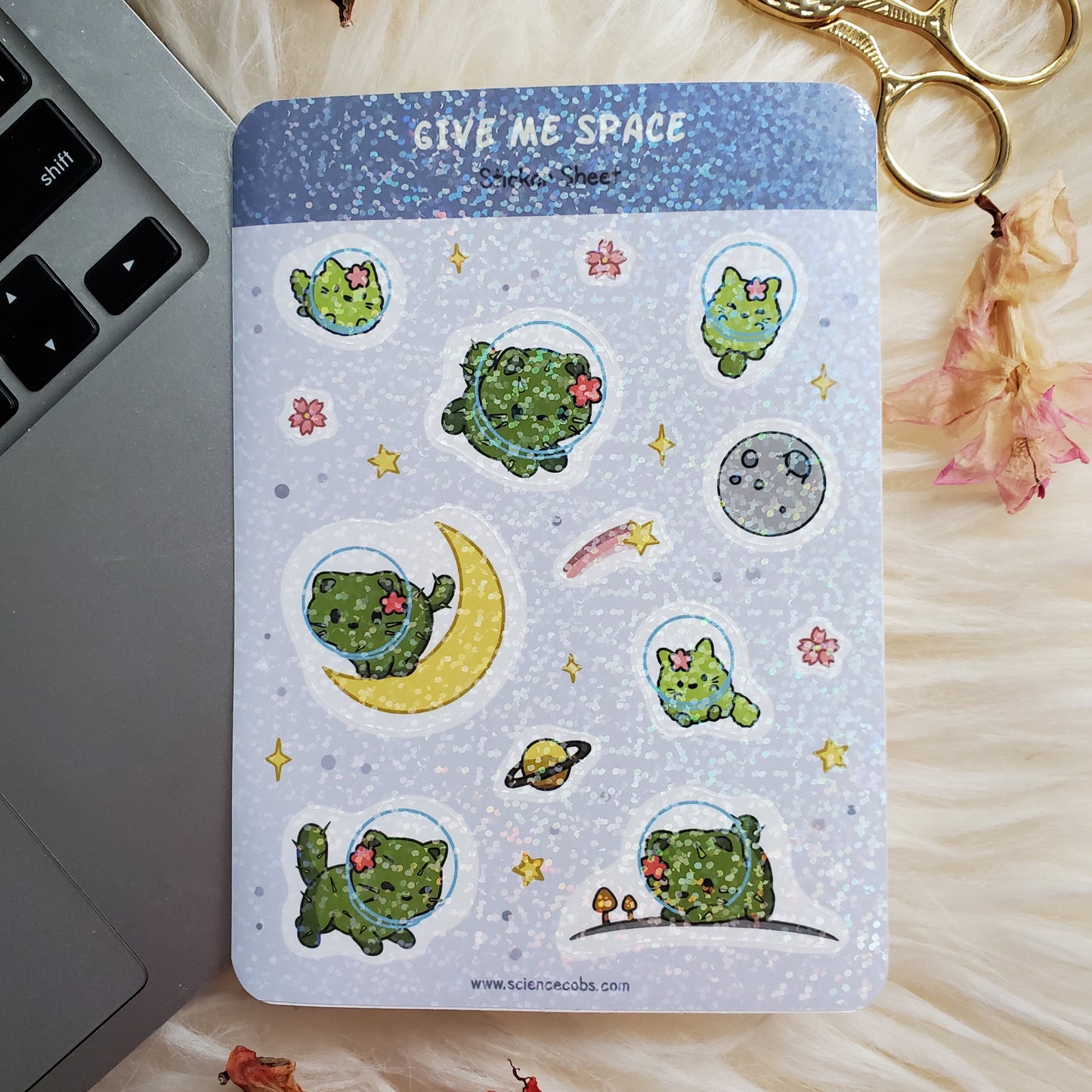 Space Cat sticker sheet | Space stickers | Astronaut sticker | Cat sticker | Catcus Cat | Cat Lover Sticker | Give Me Space