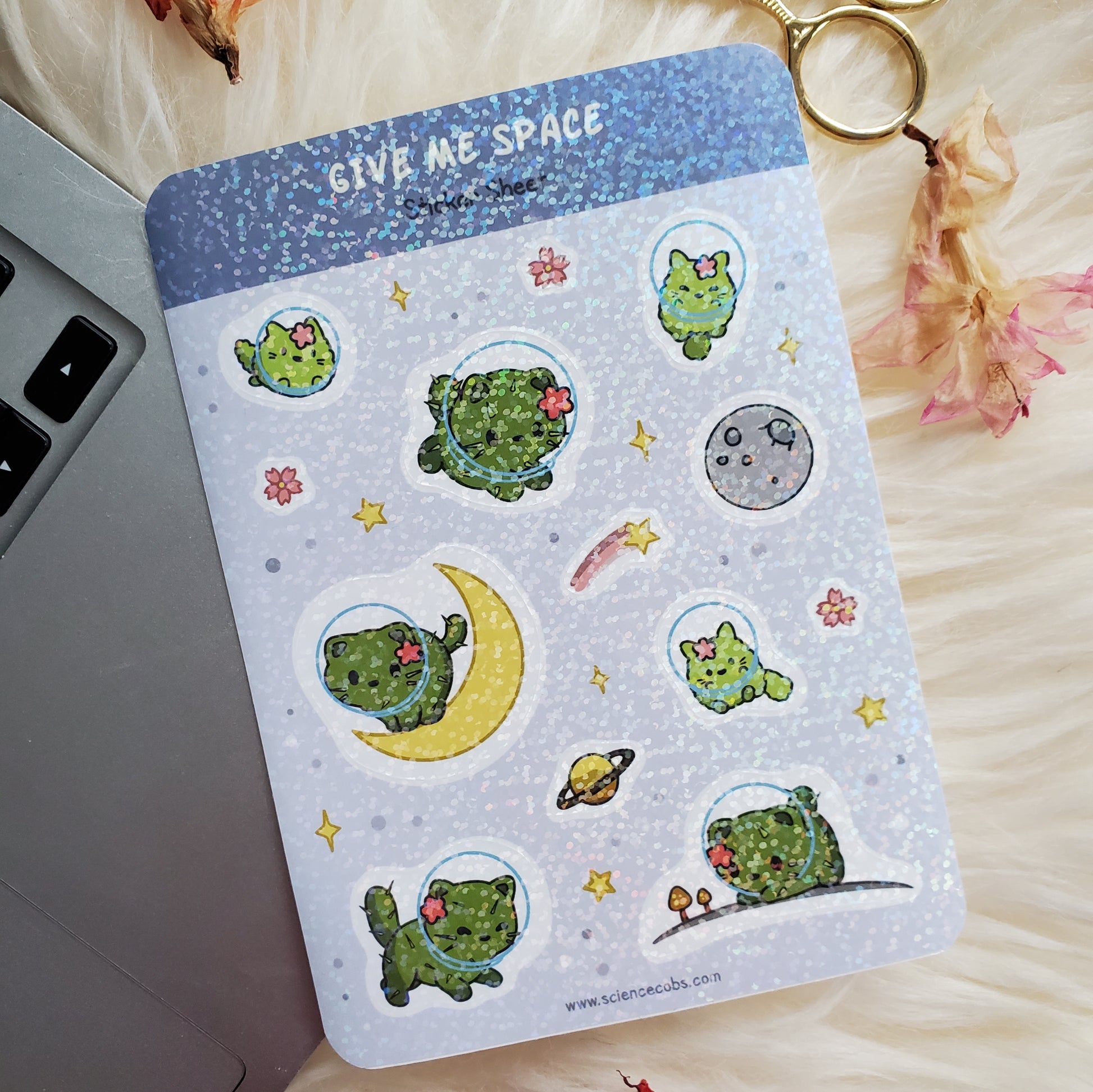 Space Cat sticker sheet | Space stickers | Astronaut sticker | Cat sticker | Catcus Cat | Cat Lover Sticker | Give Me Space | Kitten stickers | kawaii cat stickers