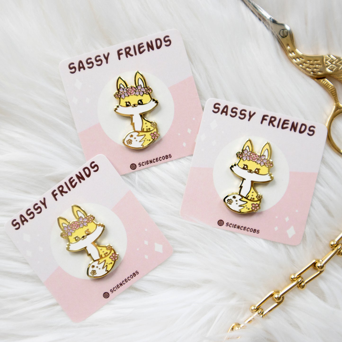 cute fox pin | flower crown pin | fox in flowers | fox enamel pin