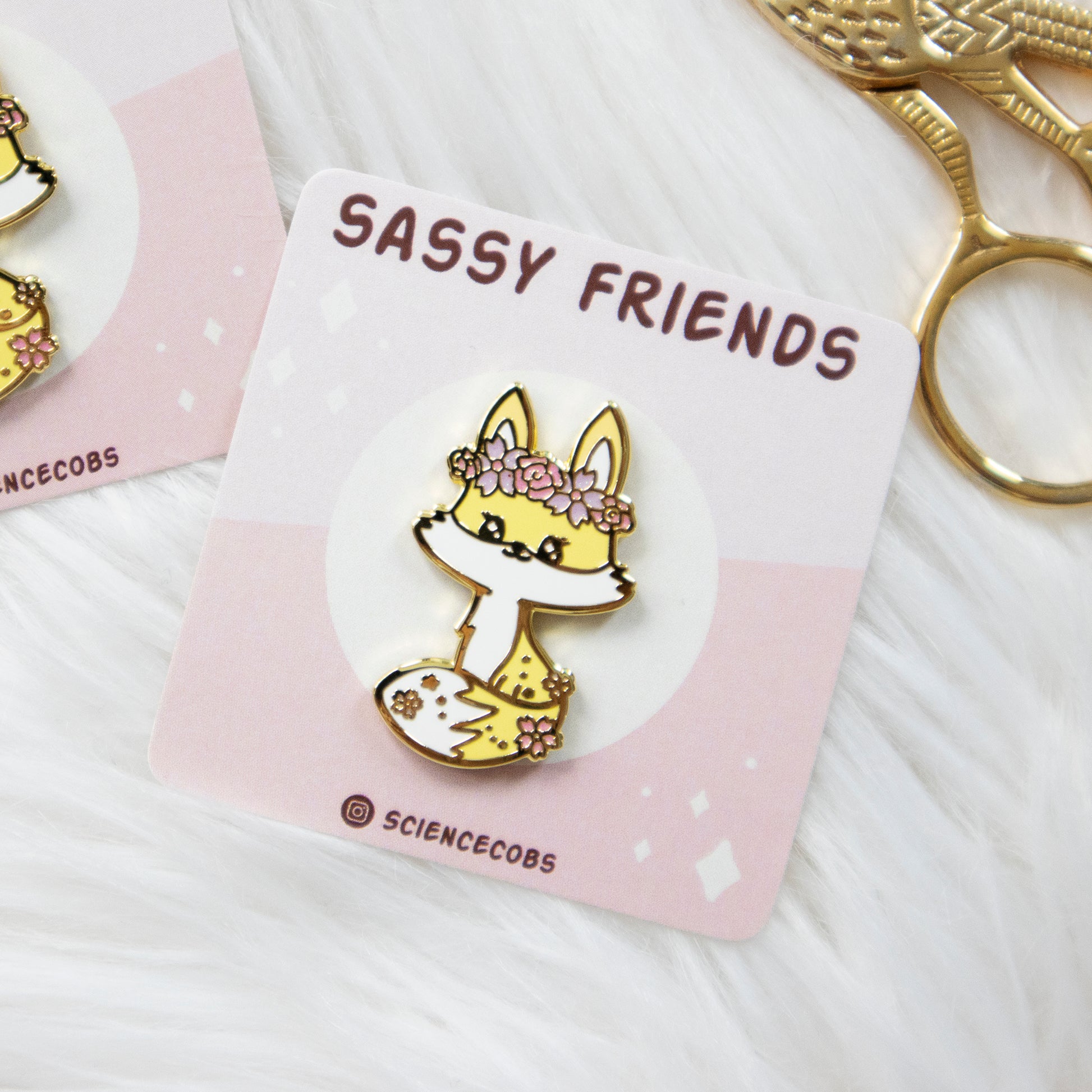 fox pin | flower crown pin | flower fox | cute fox enamel pin