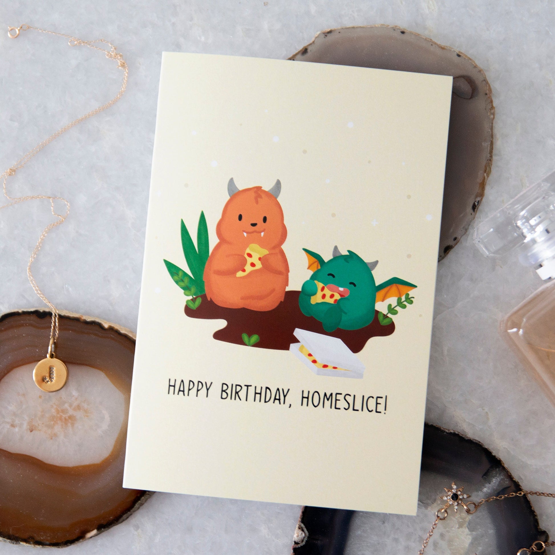 Monsters birthday card | Pizza Birthday | Happy Birthday Homeslice | Science Cobs