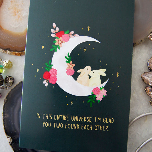 Rabbits and Moon Sweet Engagement Card