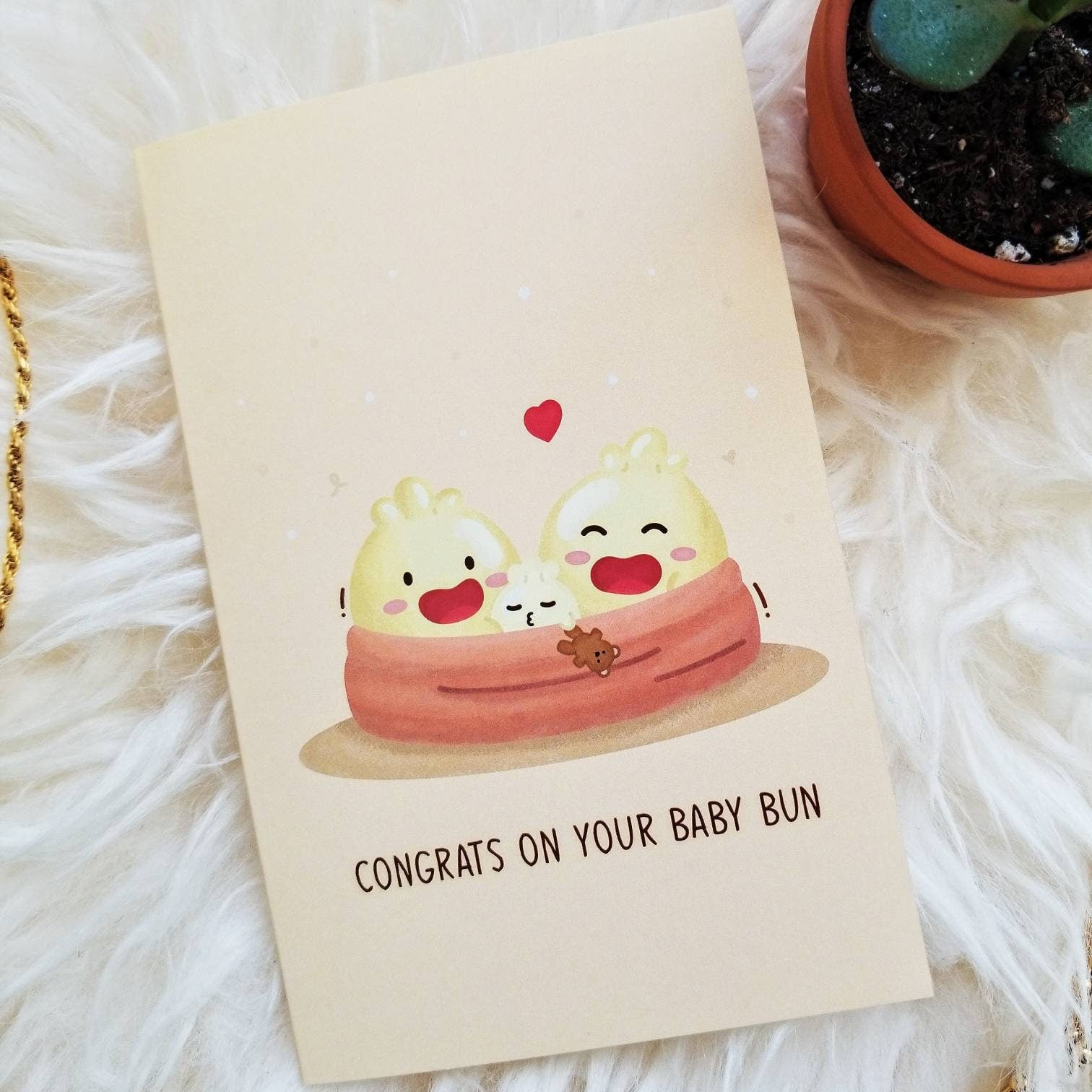 cute baby card | baby bun card | dim sum baby card