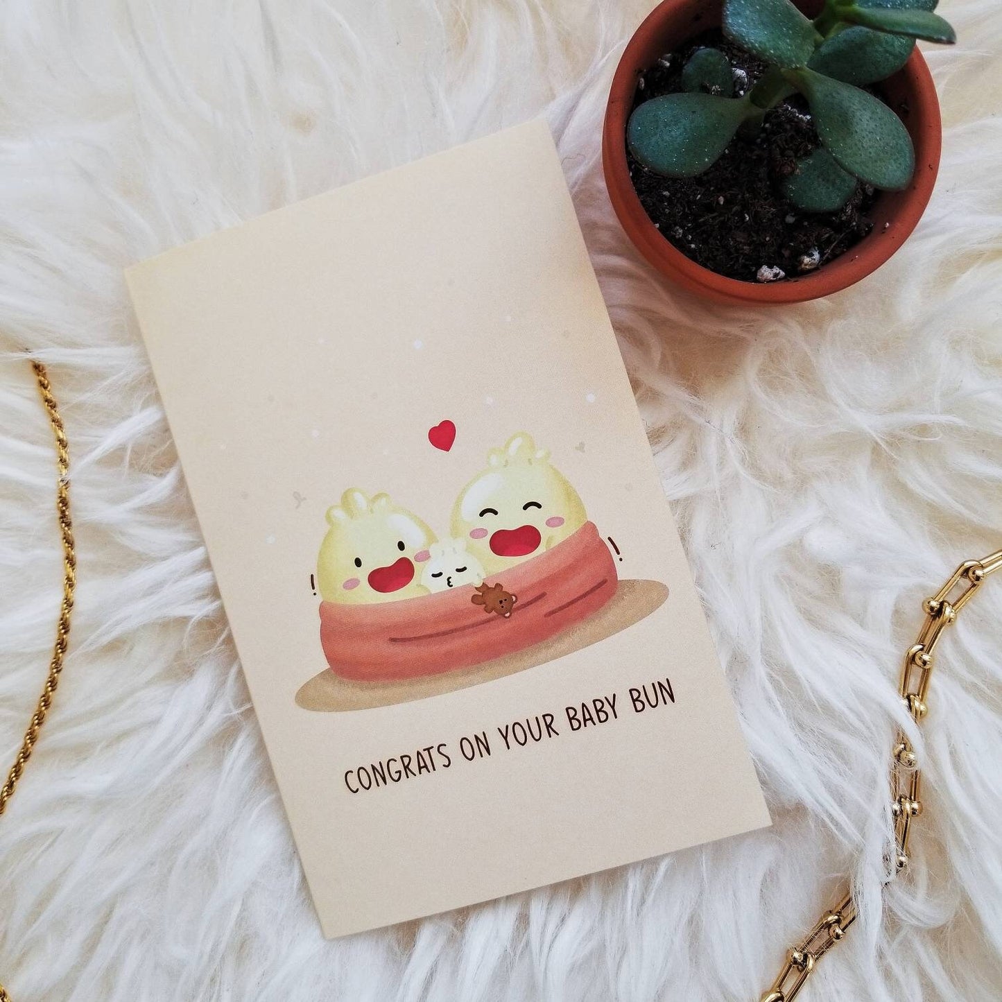 cute baby card | baby bun card | dim sum baby card