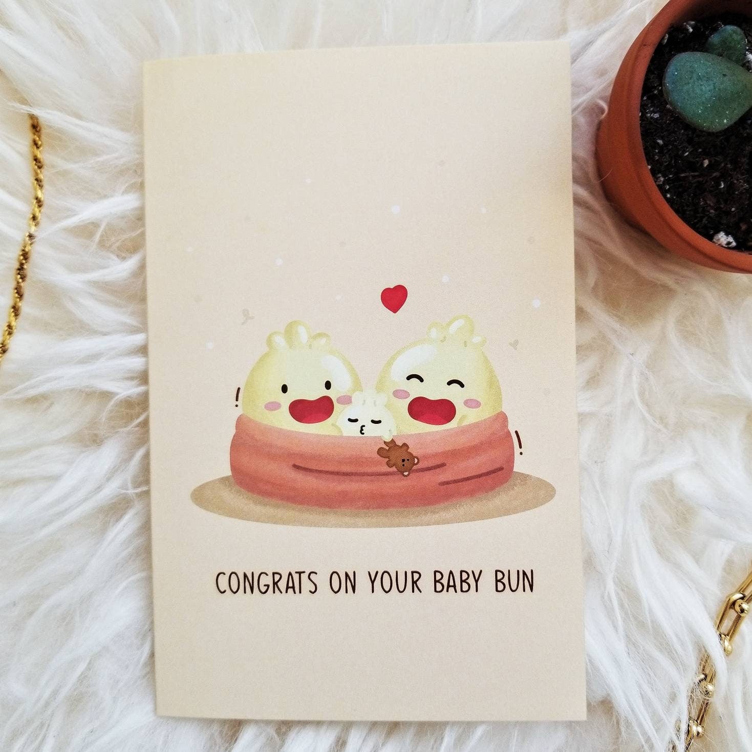 cute baby card | baby bun card | dim sum baby card