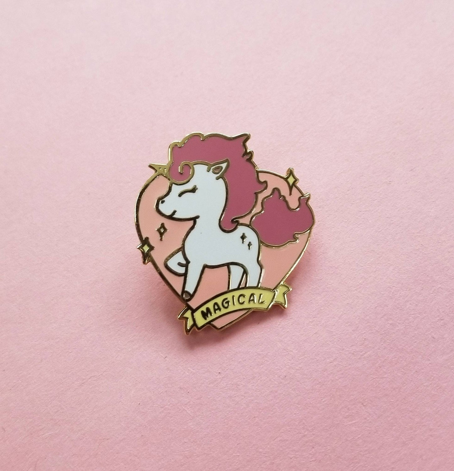 Unicorn Magical Pink Heart Enamel Pin