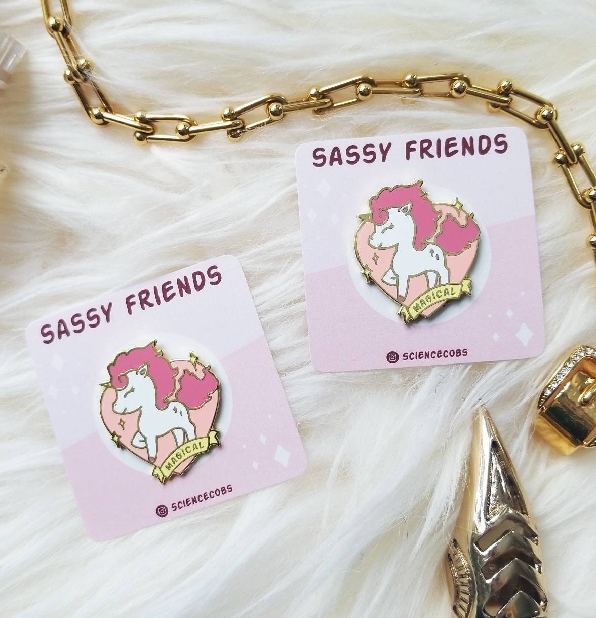 Unicorn Magical Pink Heart Enamel Pin