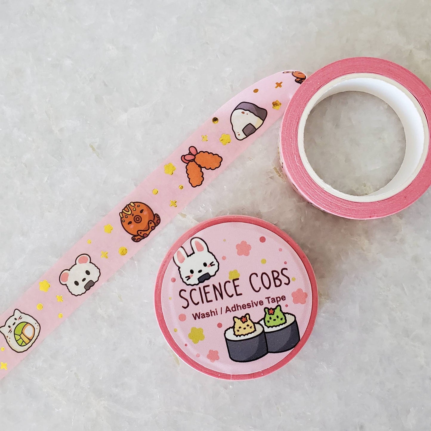 Cute Sushi Gold Foil Washi Tape