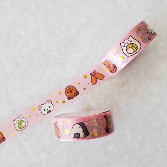 Cute Sushi Gold Foil Washi Tape