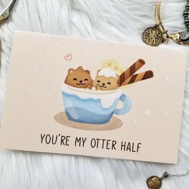 otter card | cute couple card | otter half | cute anniversary card | love card